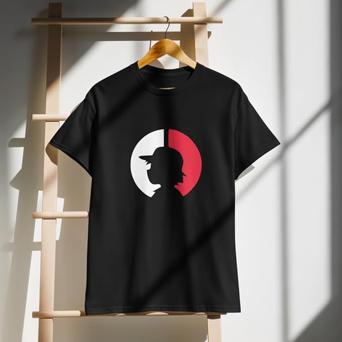 Title: Dual Face Silhouette Graphic Printed T-Shirt
