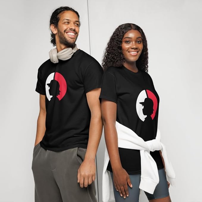 Title: Dual Face Silhouette Graphic Printed T-Shirt