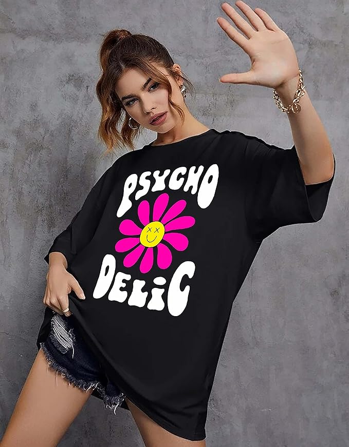 Psychedelic Flower Oversized Graphic T-Shirt