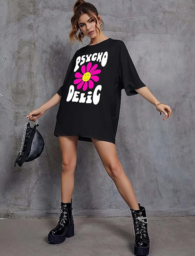 Psychedelic Flower Oversized Graphic T-Shirt