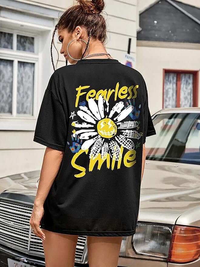 Fearless Smile Minimal Graphic Oversized T-Shirt