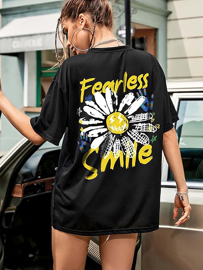 Fearless Smile Minimal Graphic Oversized T-Shirt