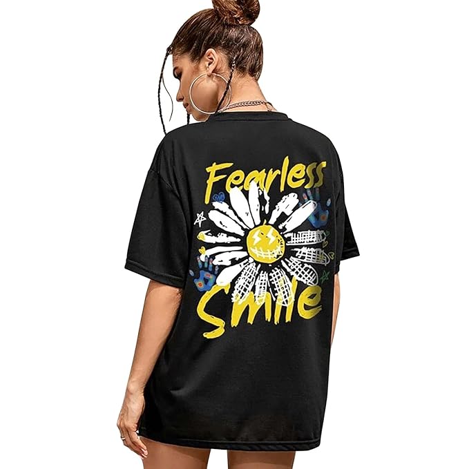 Fearless Smile Minimal Graphic Oversized T-Shirt