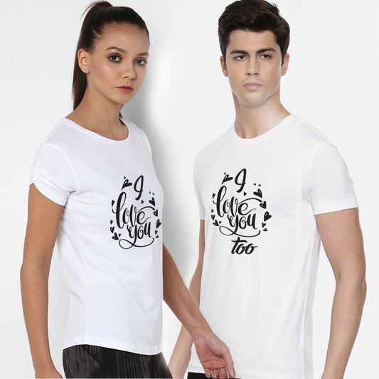 “I Love You & I Love You Too” Couple T-Shirt Set – Romantic Matching Cotton Tees