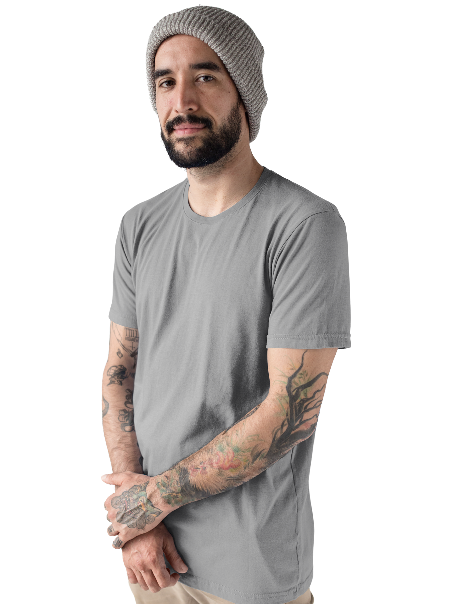 Men’s Solid Grey Classic Crew Neck T-Shirt – Regular Fit