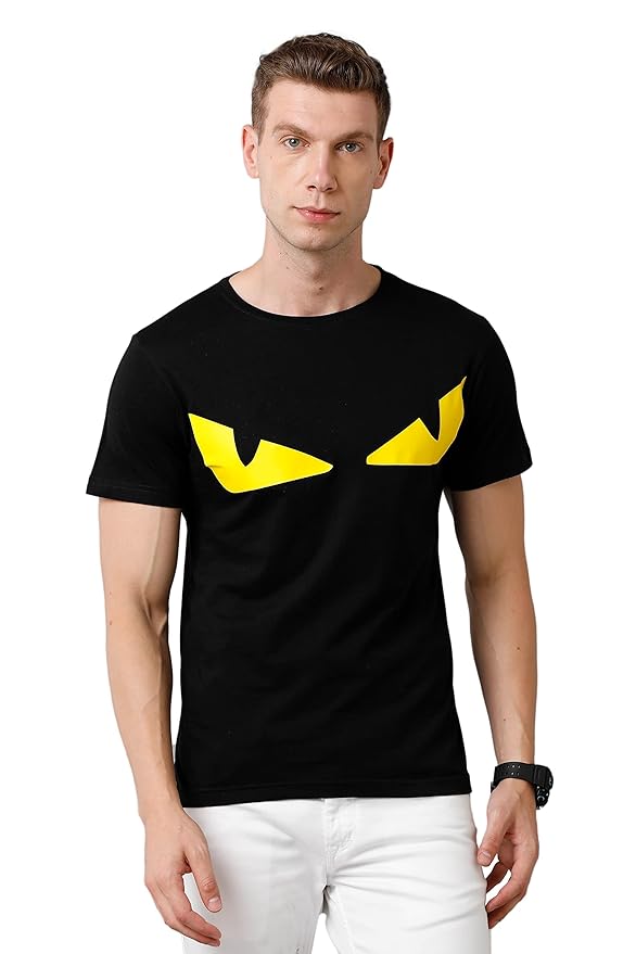 Yellow Eye Graphic Printed Black T-Shirt for Men | Bold & Edgy Streetwear by PD Clori