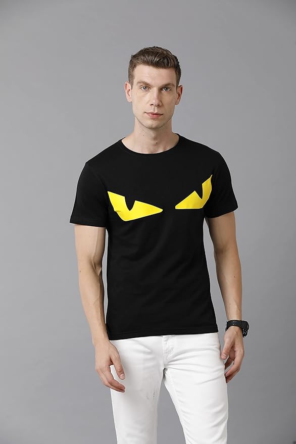 Yellow Eye Graphic Printed Black T-Shirt for Men | Bold & Edgy Streetwear by PD Clori