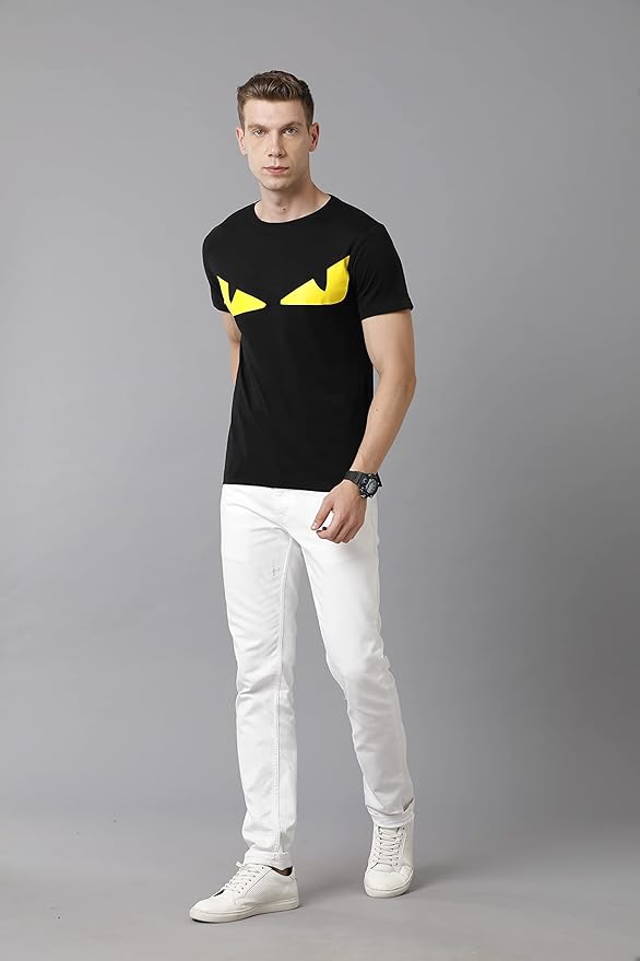 Yellow Eye Graphic Printed Black T-Shirt for Men | Bold & Edgy Streetwear by PD Clori