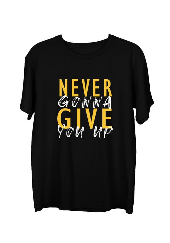 Never Give Up Motivational Printed T-Shirt for Men | Black Cotton Tee by PD Clori