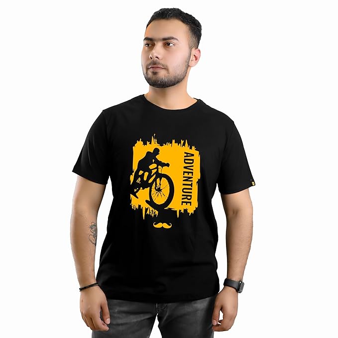 Adventure Typography Printed T-Shirt for Men – Black | Outdoor Spirit by PD Clori