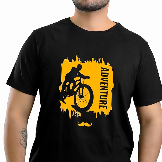 Adventure Typography Printed T-Shirt for Men – Black | Outdoor Spirit by PD Clori