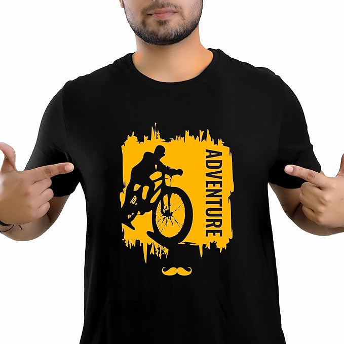 Adventure Typography Printed T-Shirt for Men – Black | Outdoor Spirit by PD Clori