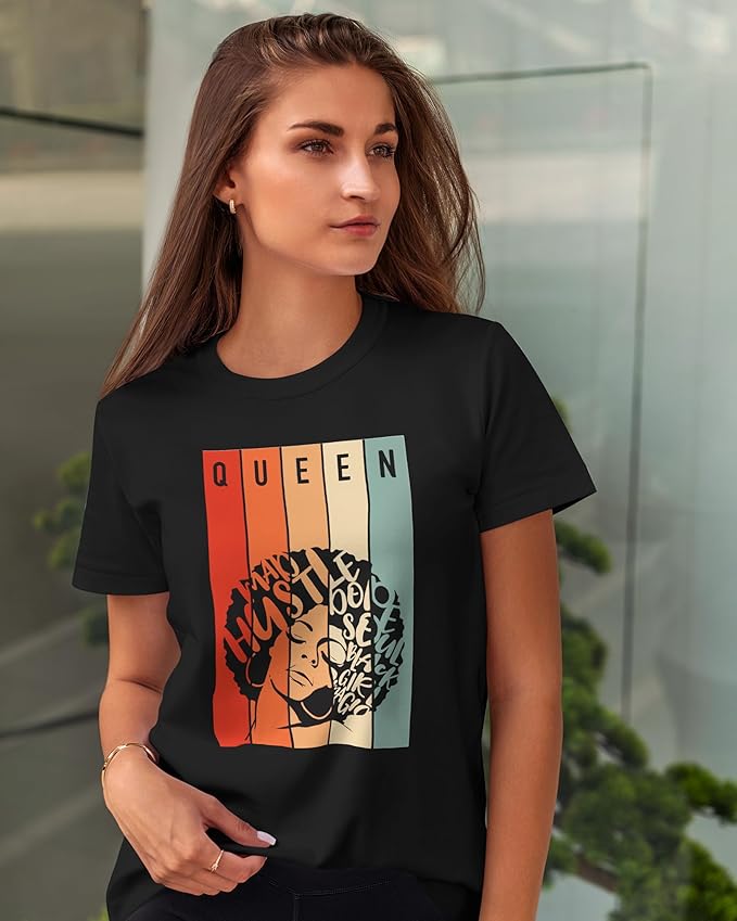 Queen Typography Afro Art T-Shirt – Black | PD Clori