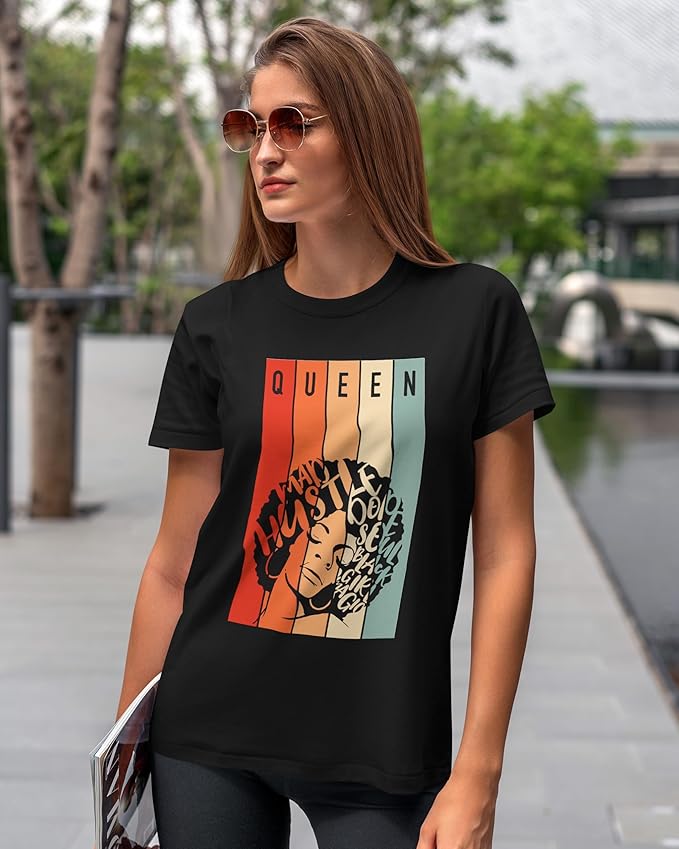 Queen Typography Afro Art T-Shirt – Black | PD Clori
