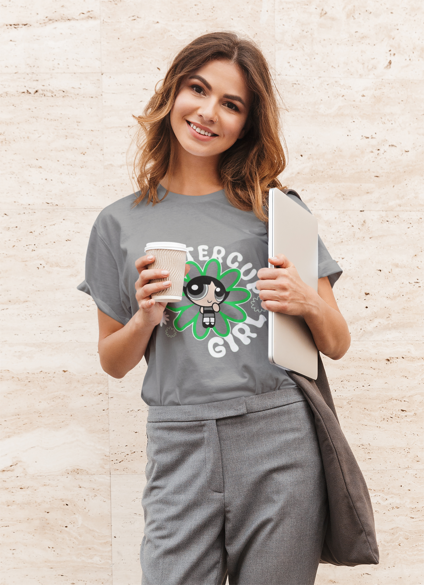 Buttercup Girl Power Graphic T-Shirt – Grey Edition
