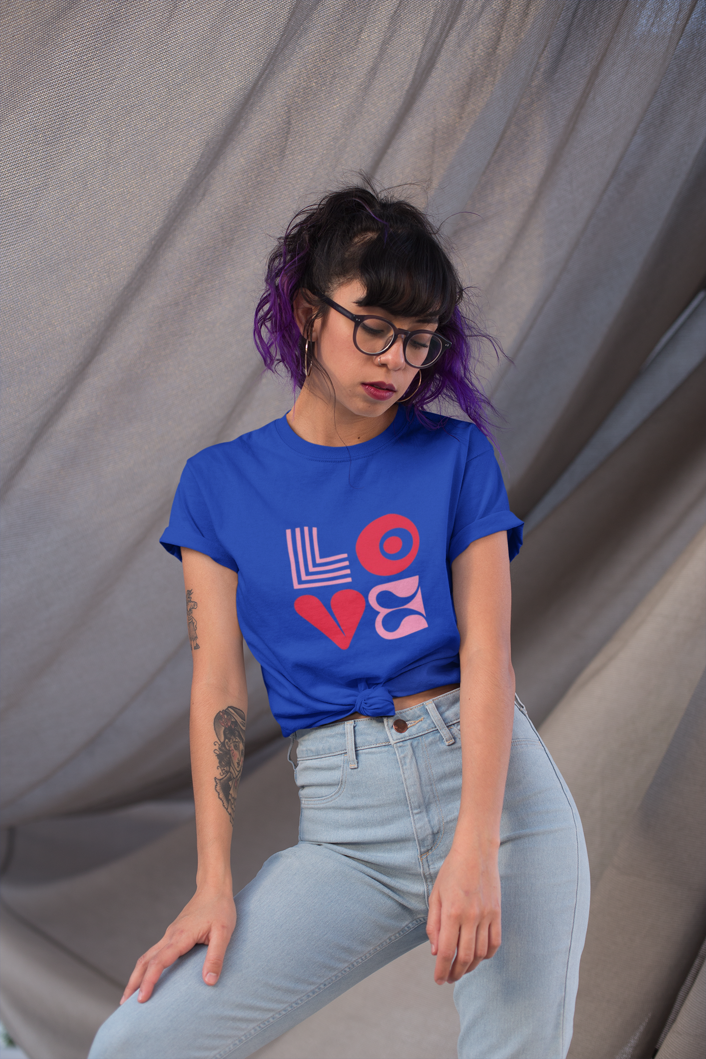 Retro LOVE Graphic Printed T-Shirt