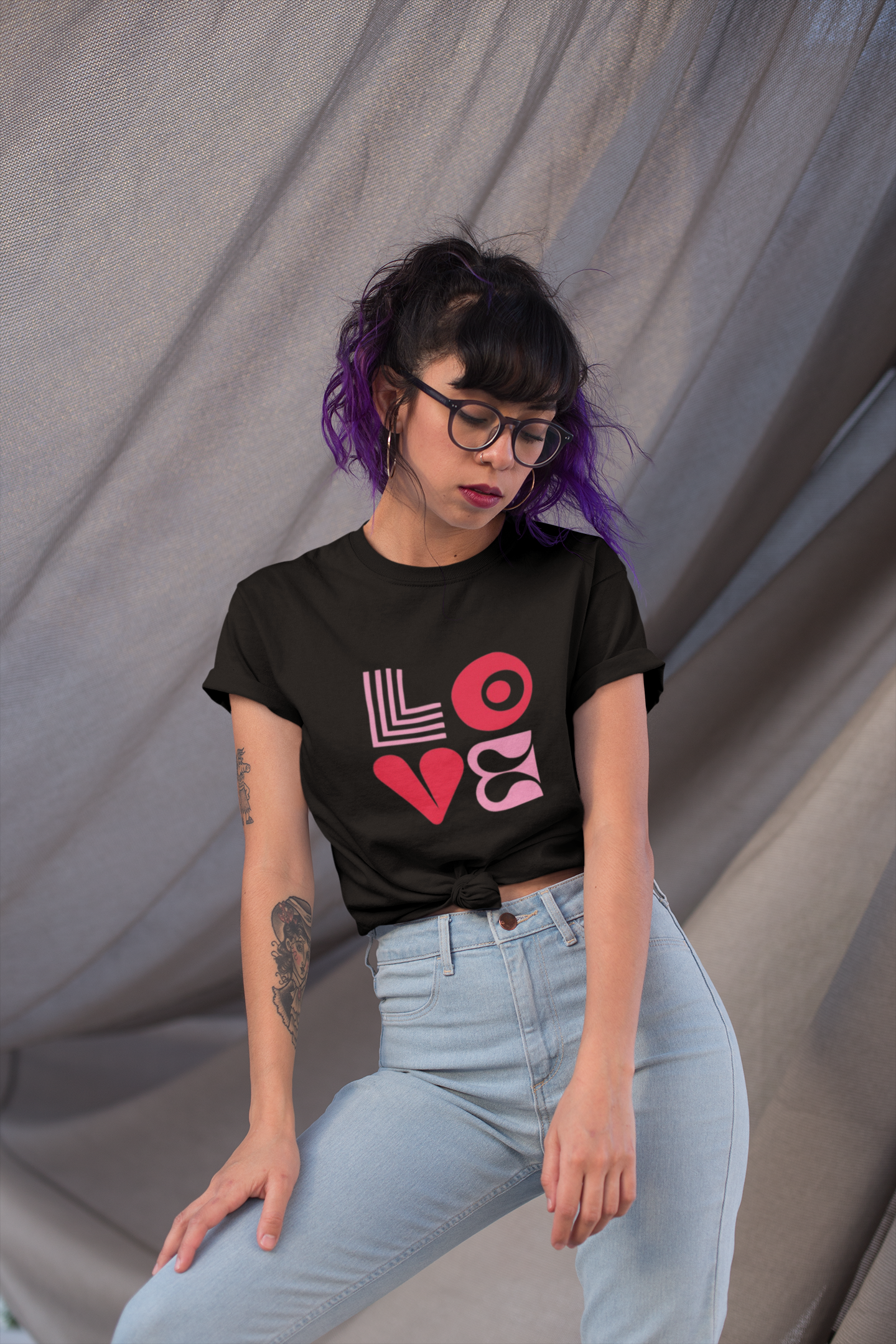 Retro LOVE Graphic Printed T-Shirt