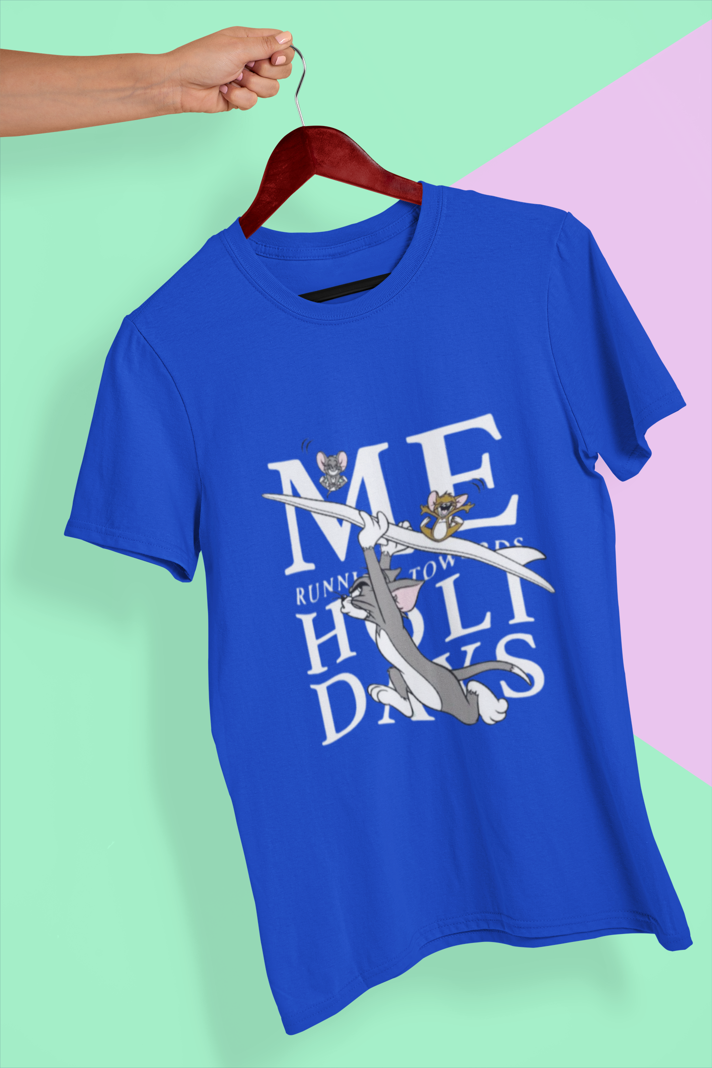 “Me Running Towards Holidays” Blue Graphic Tee – PD Clori’s Weekend Escape Edition