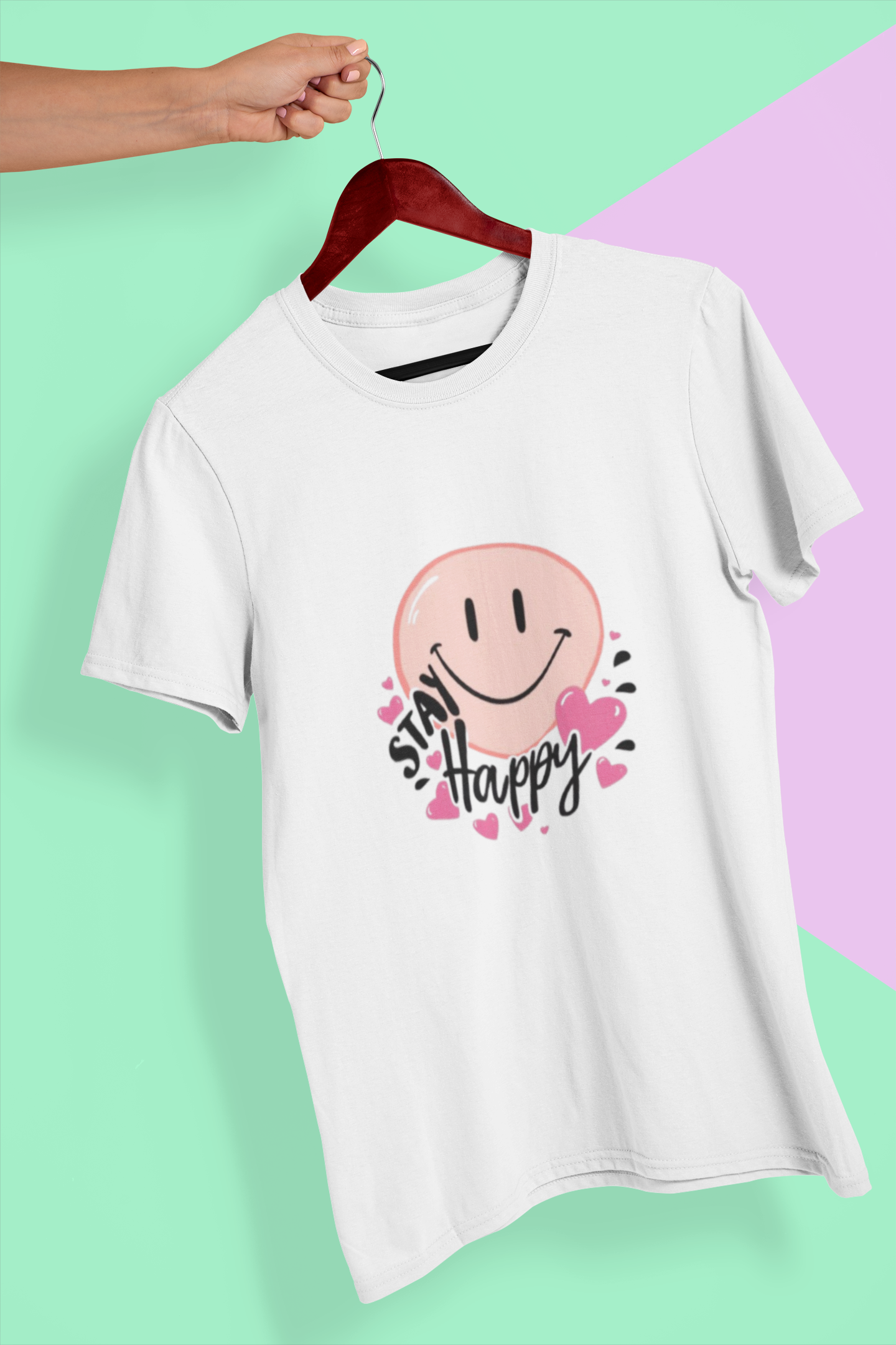 Stay Happy Smiley Graphic T-Shirt