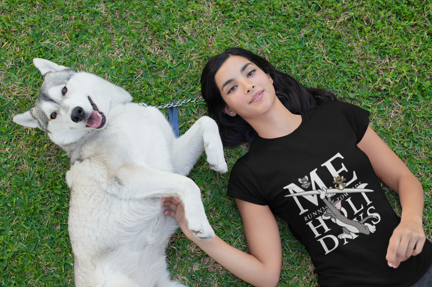 “Me Running Towards Holidays” Blue Graphic Tee – PD Clori’s Weekend Escape Edition