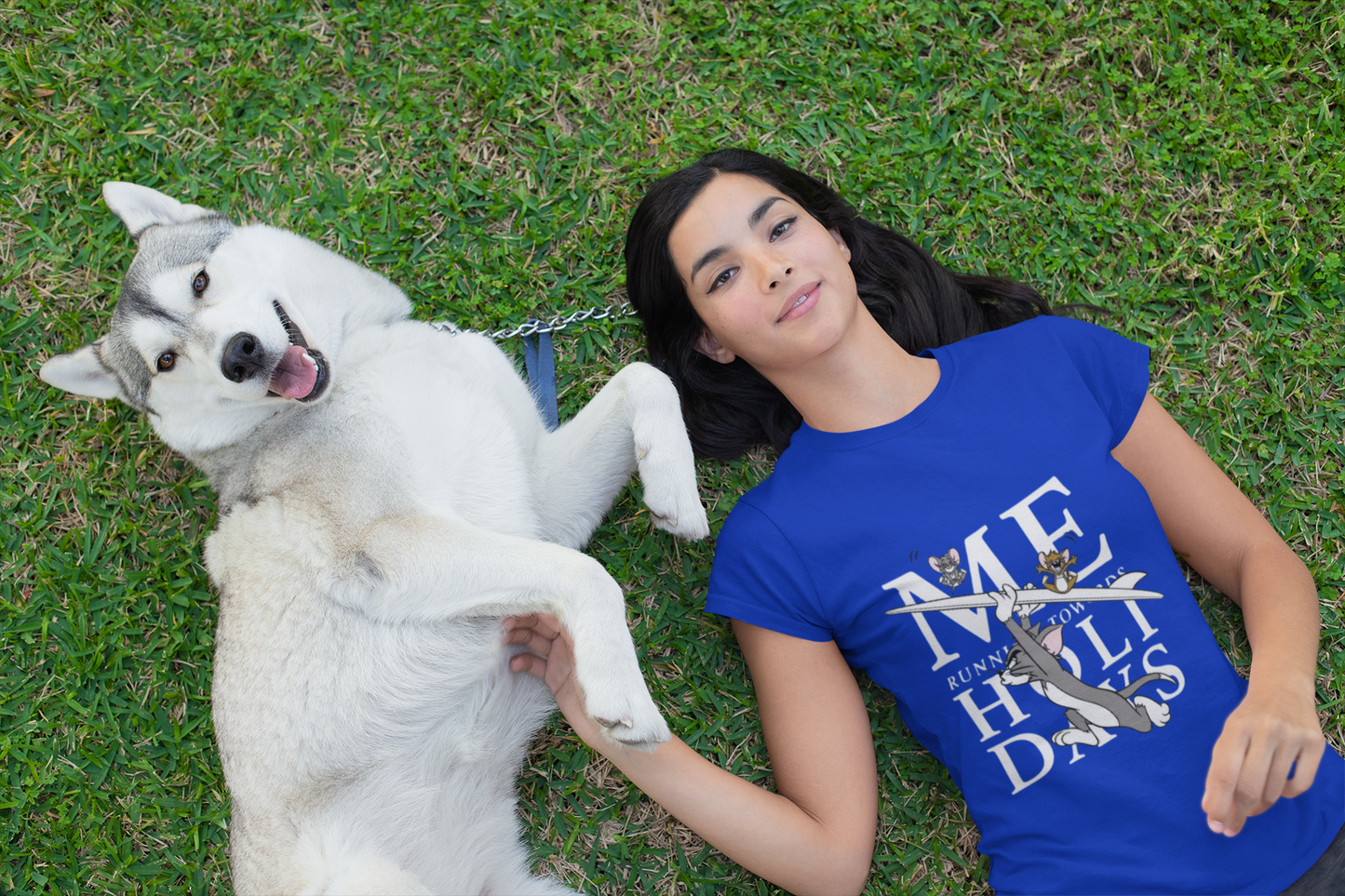 “Me Running Towards Holidays” Blue Graphic Tee – PD Clori’s Weekend Escape Edition