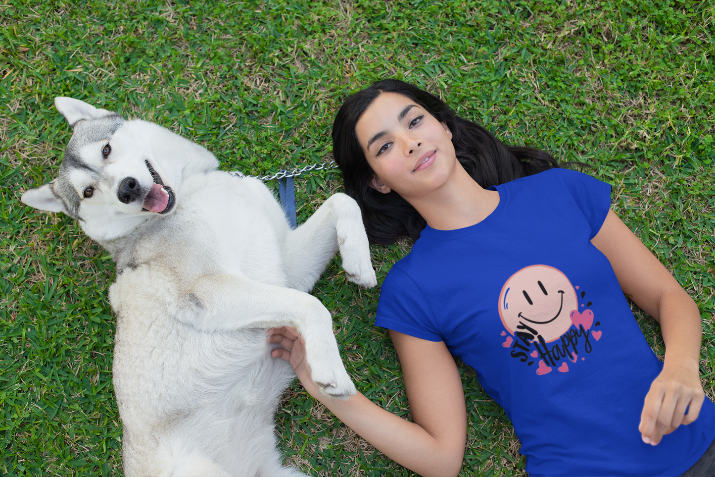 Stay Happy Smiley Graphic T-Shirt