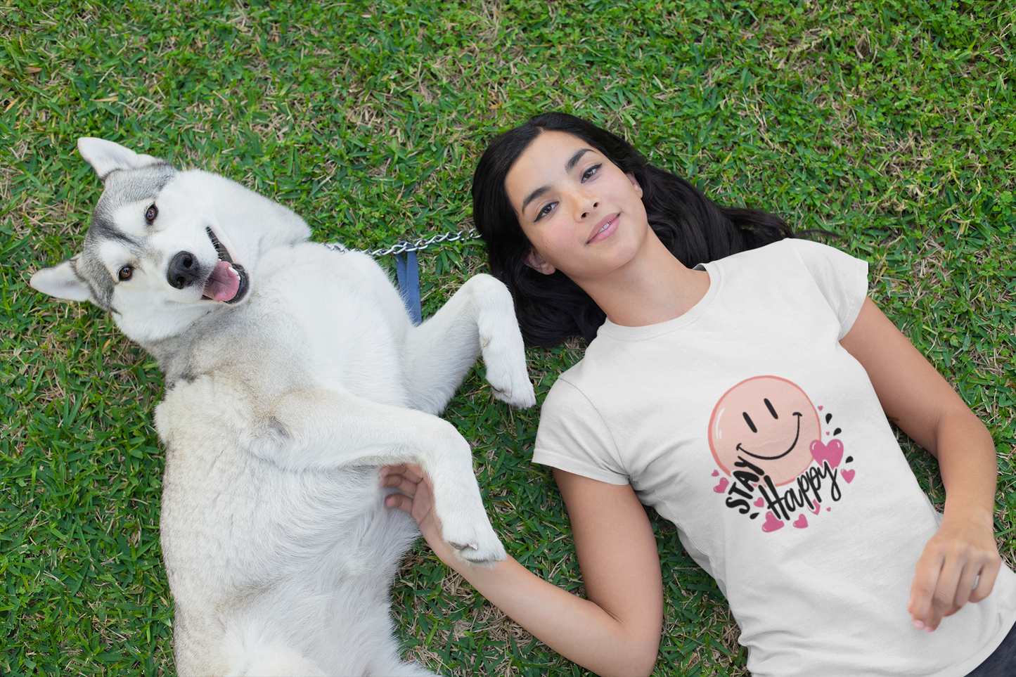 Stay Happy Smiley Graphic T-Shirt