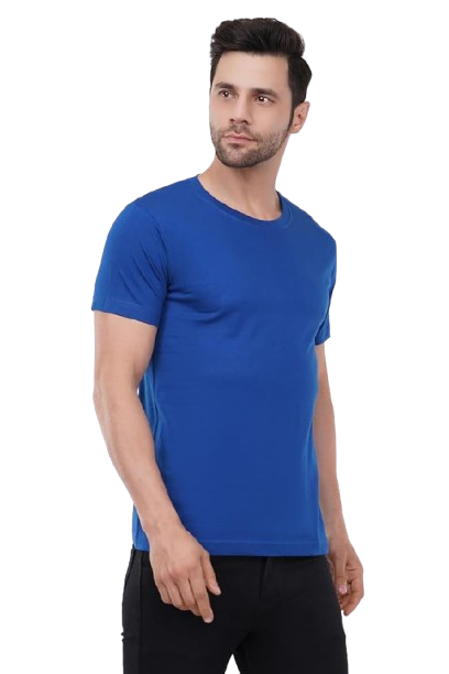 Plain Round Neck Black & Blue Men’s T-Shirt