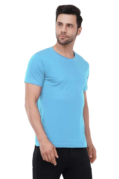 Plain Round Neck Black & Blue Men’s T-Shirt