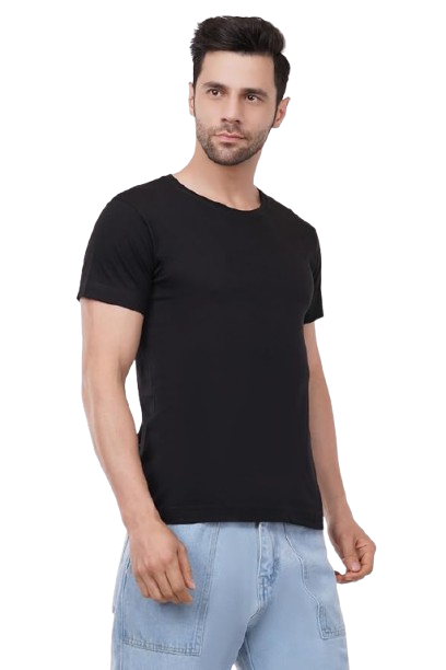 Plain Round Neck Black & Blue Men’s T-Shirt