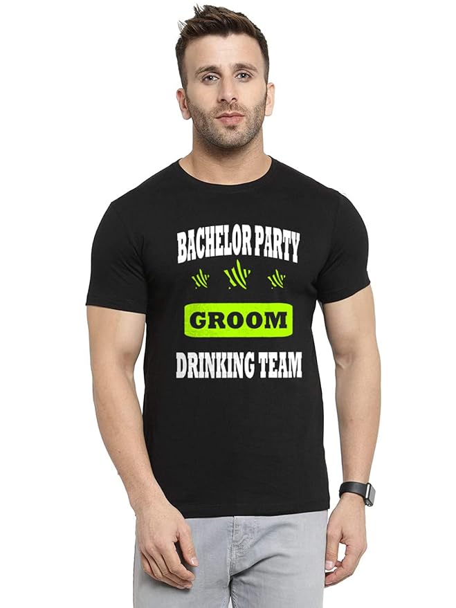 Bachelor Party Groom Drinking Team Black T-Shirt