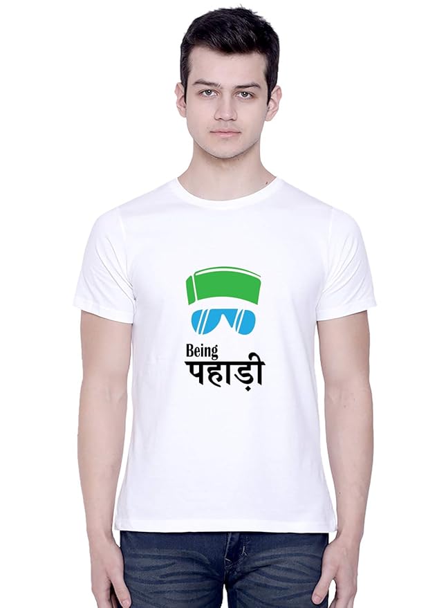 Being Pahadi White Printed T-Shirt for Men