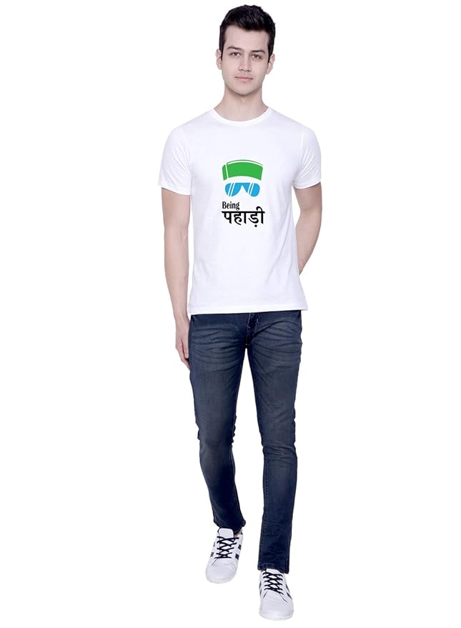Being Pahadi White Printed T-Shirt for Men