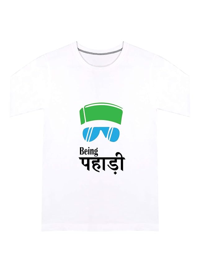 Being Pahadi White Printed T-Shirt for Men