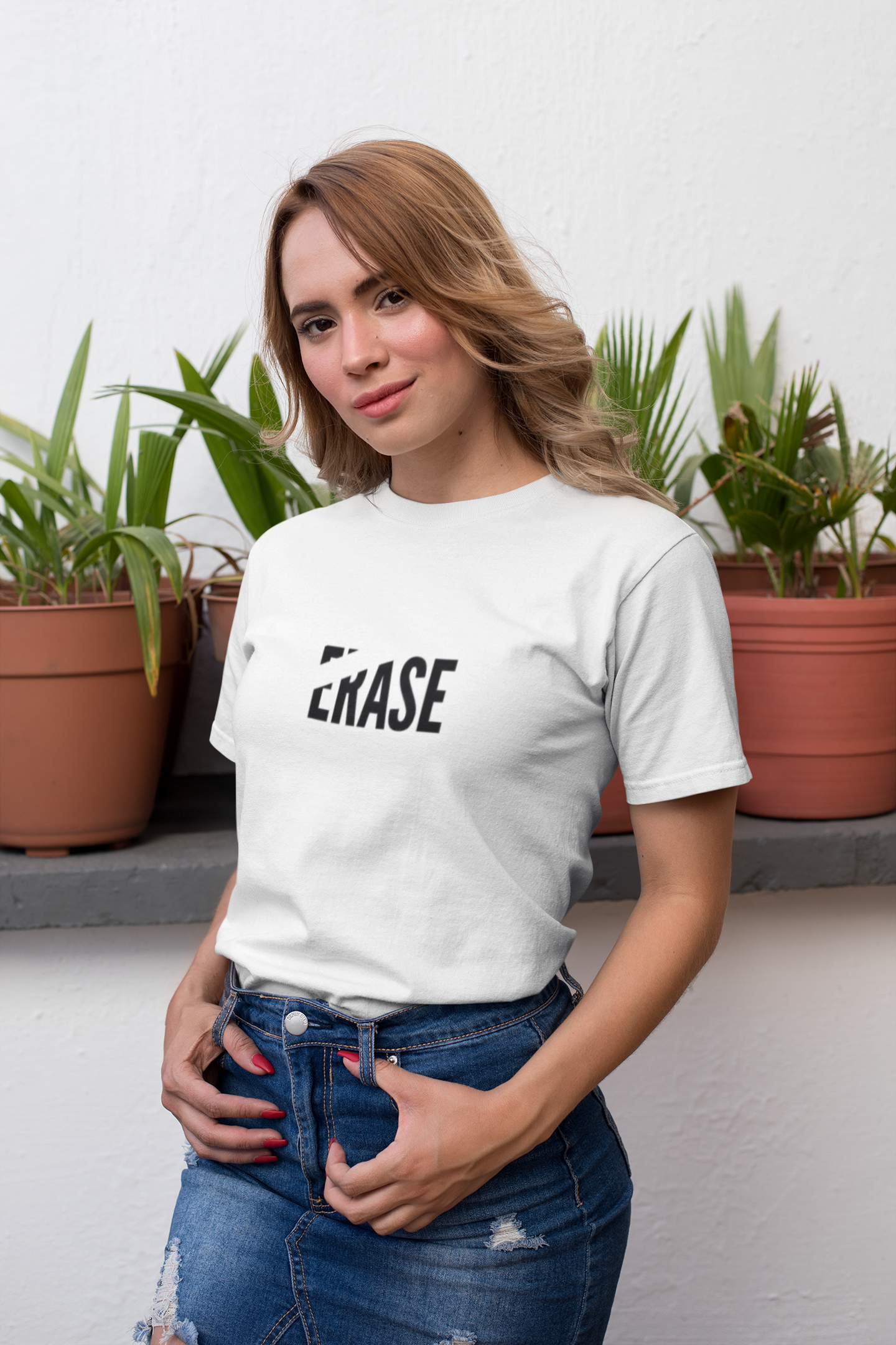 "ERASE" Bold Red Statement T-Shirt – PD Clori