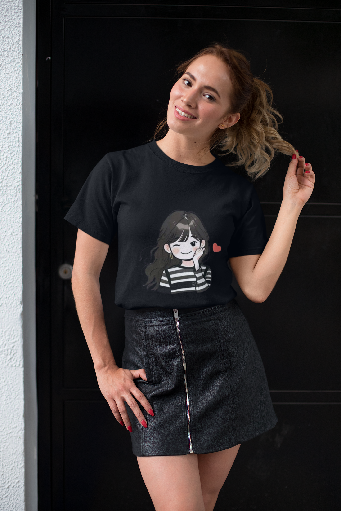 "Wink & Blush" Girl Graphic T-Shirt – PD Clori