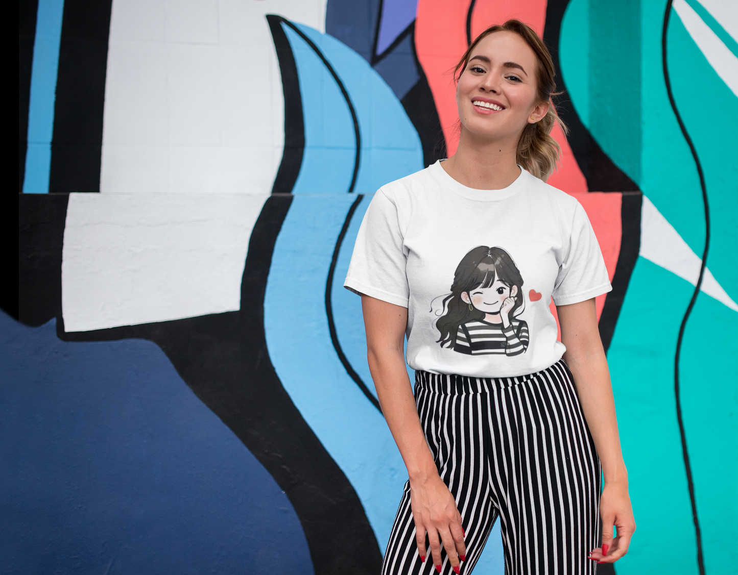 "Wink & Blush" Girl Graphic T-Shirt – PD Clori