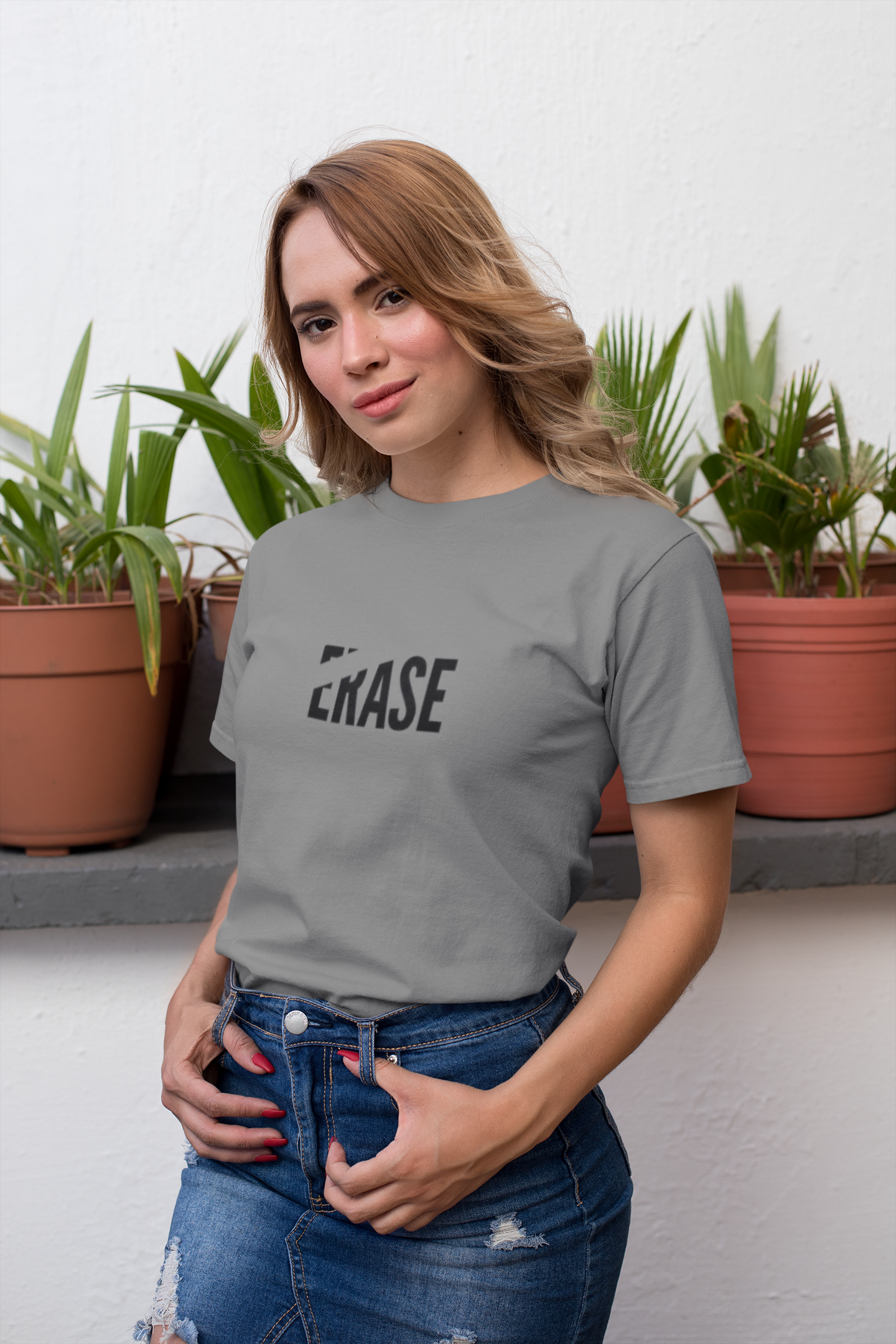 "ERASE" Bold Red Statement T-Shirt – PD Clori