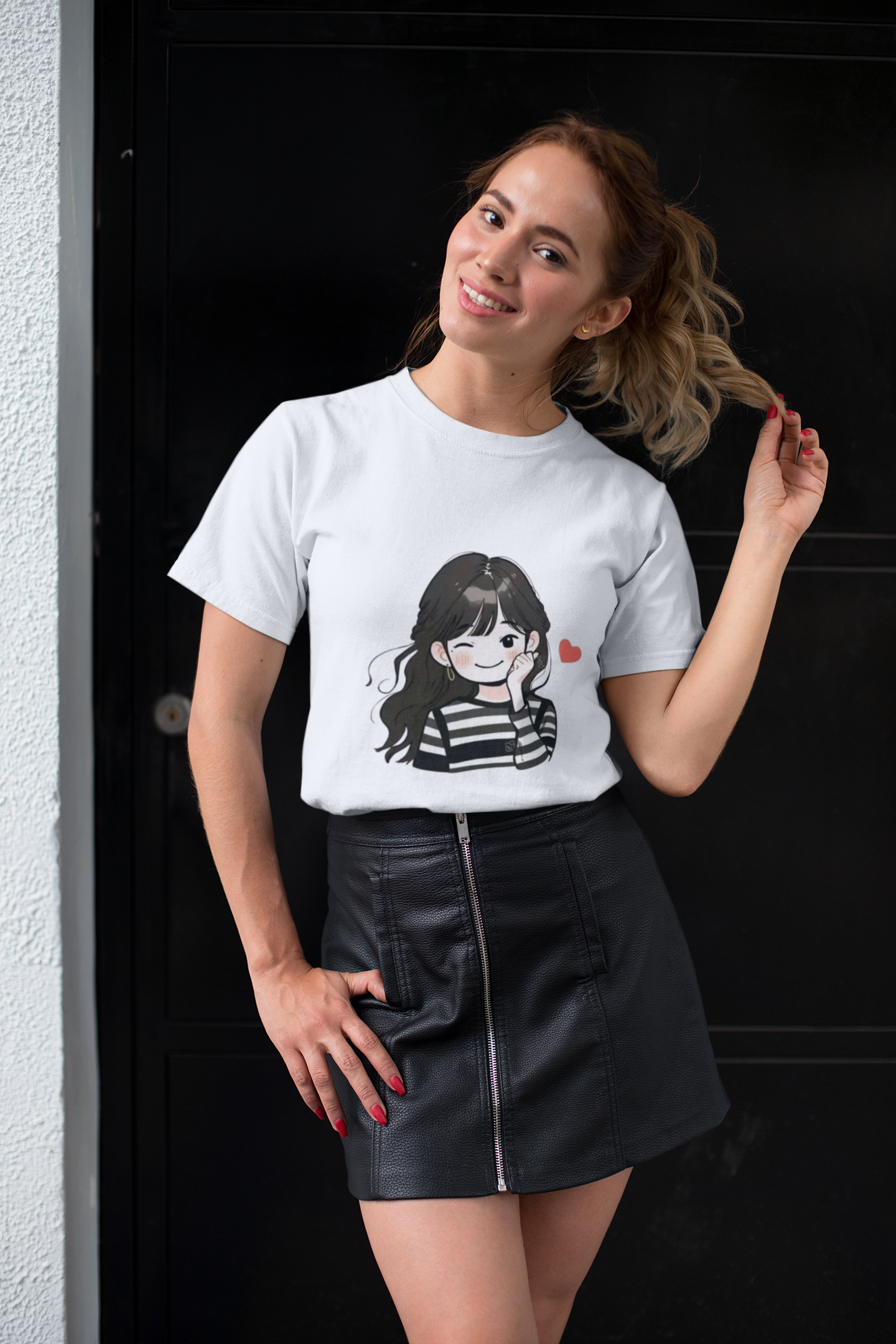 "Wink & Blush" Girl Graphic T-Shirt – PD Clori