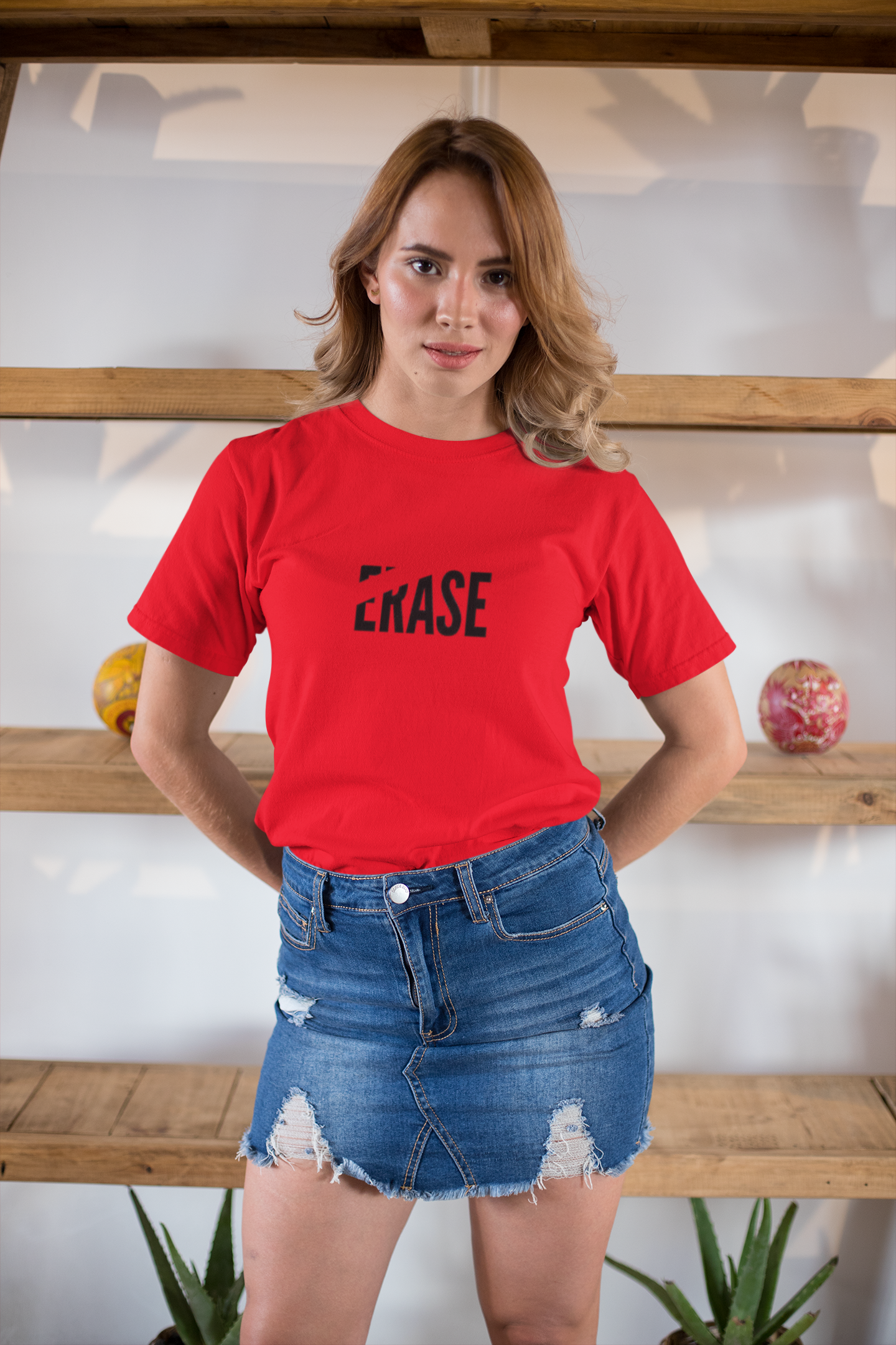 "ERASE" Bold Red Statement T-Shirt – PD Clori