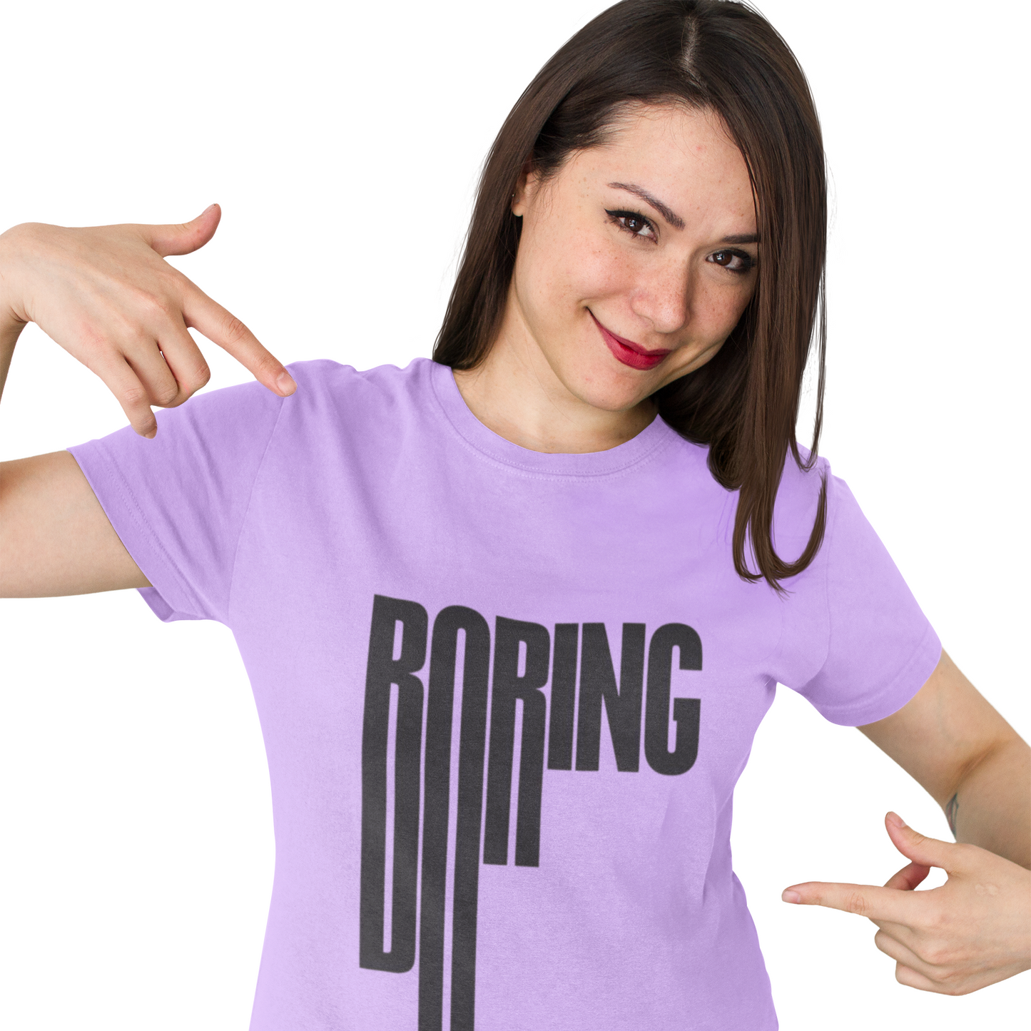 Creative “Boring” Typography Graphic T-Shirt for Women