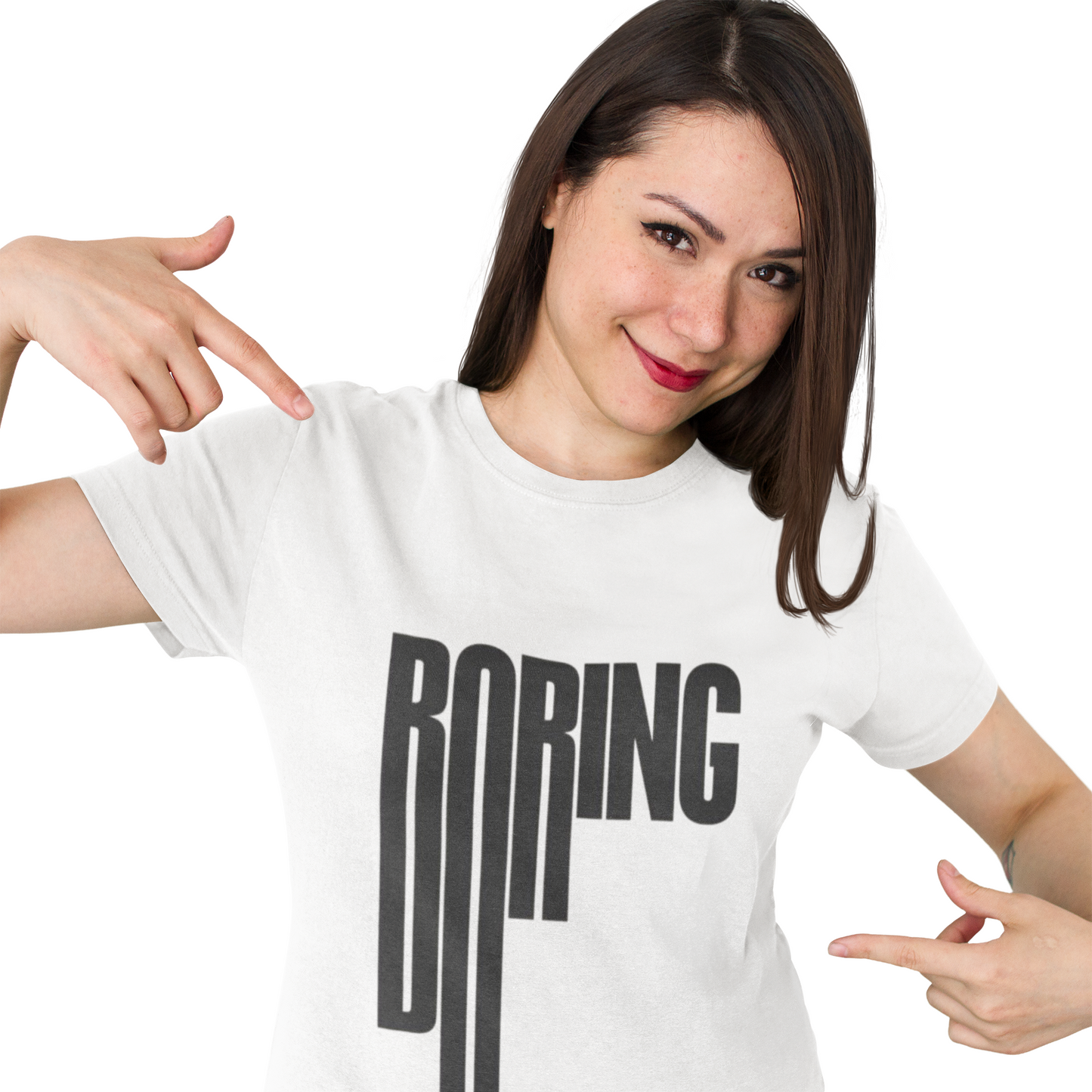 Creative “Boring” Typography Graphic T-Shirt for Women