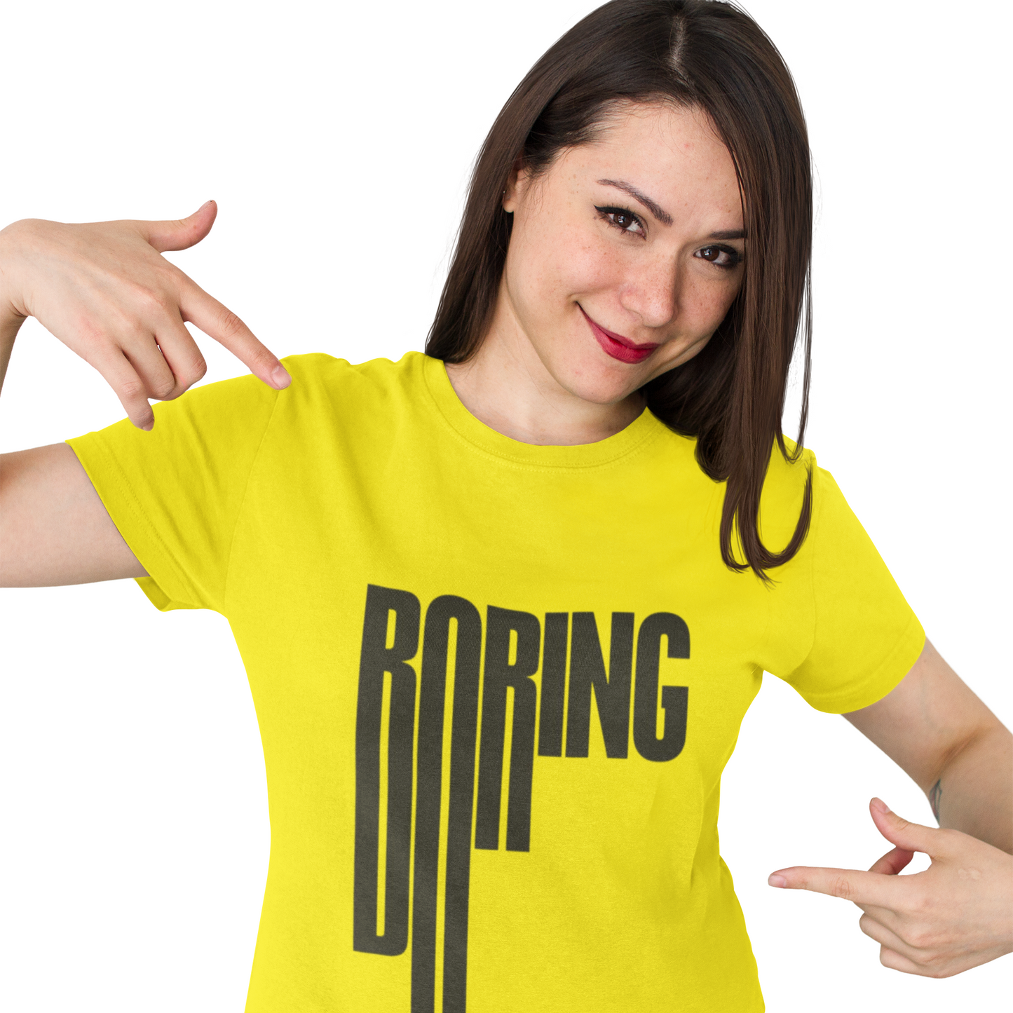 Creative “Boring” Typography Graphic T-Shirt for Women