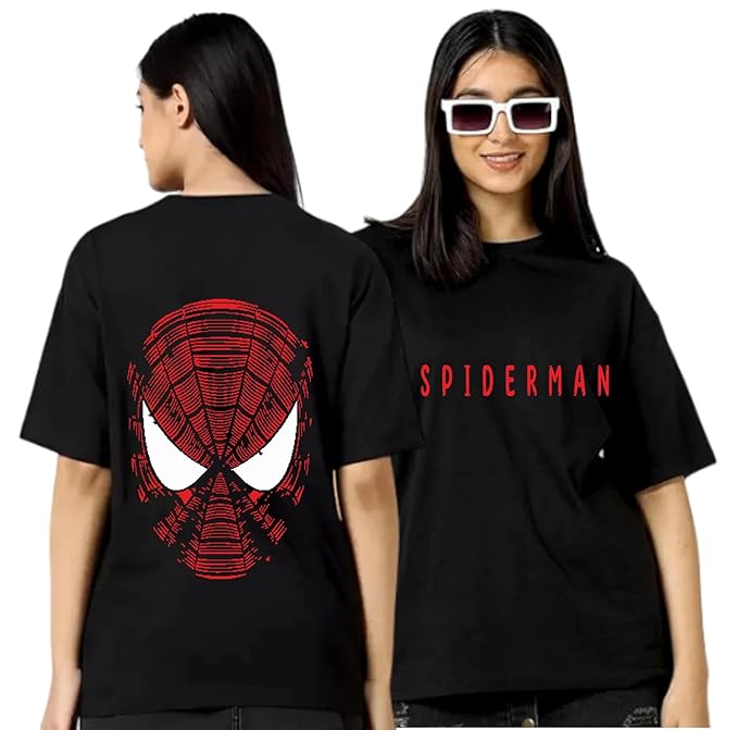 Spiderman Typography Graphic Oversized T-Shirt for Women