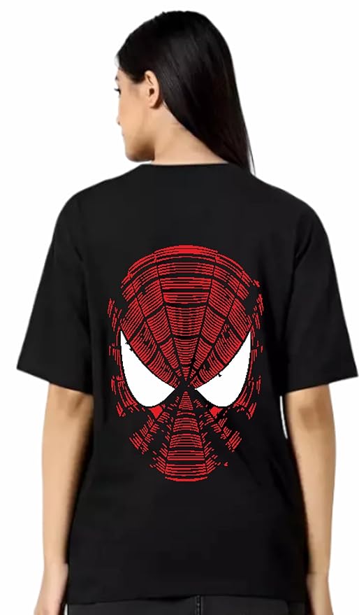 Spiderman Typography Graphic Oversized T-Shirt for Women