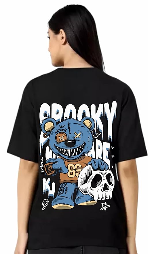 Spooky Vibes Teddy Graphic Oversized T-Shirt