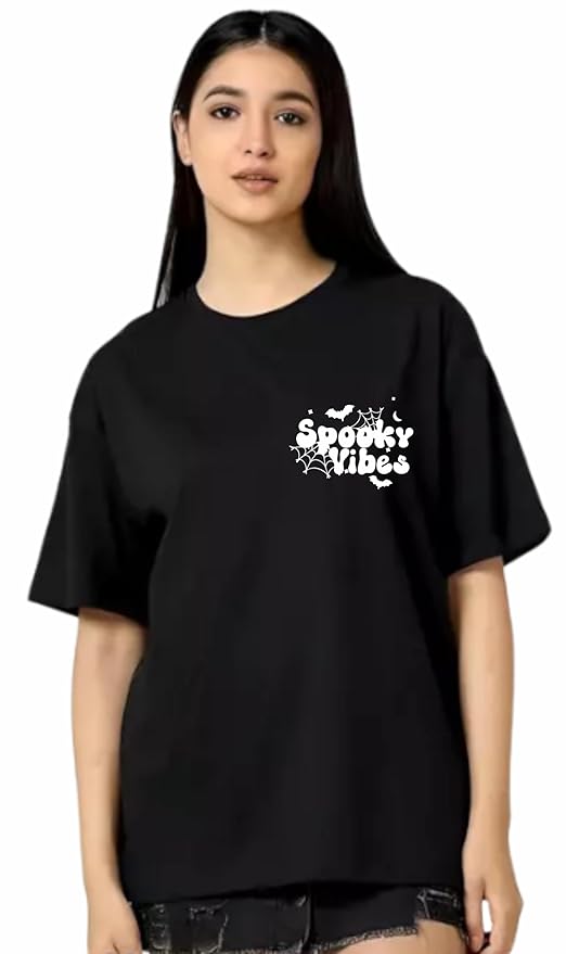 Spooky Vibes Graphic Print Oversized Women's T-Shirt