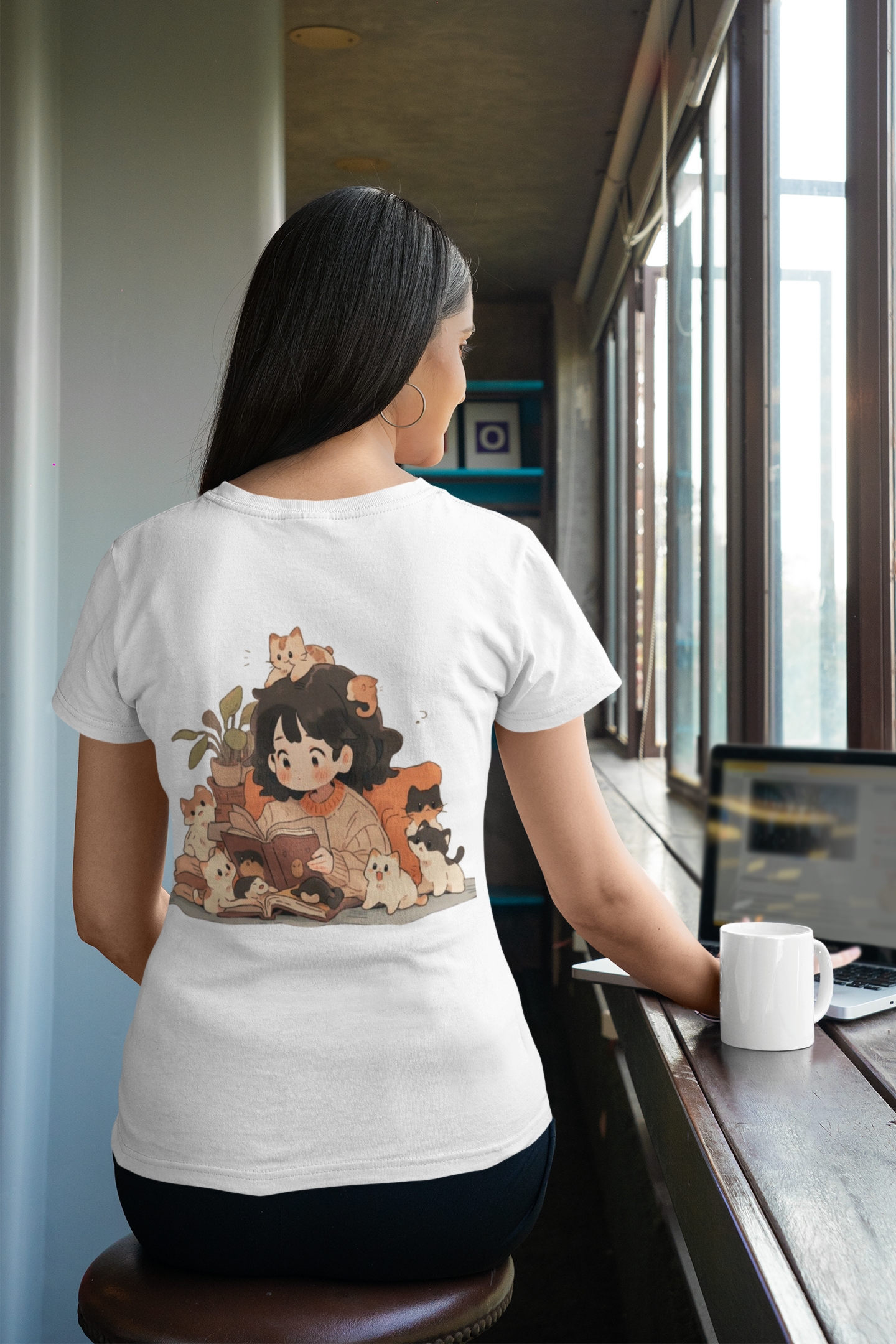 Boho Rainbow Bloom Black T-Shirt