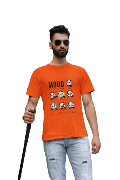 Men’s White “Mood of the Day” Panda Graphic T-Shirt – Fun & Casual