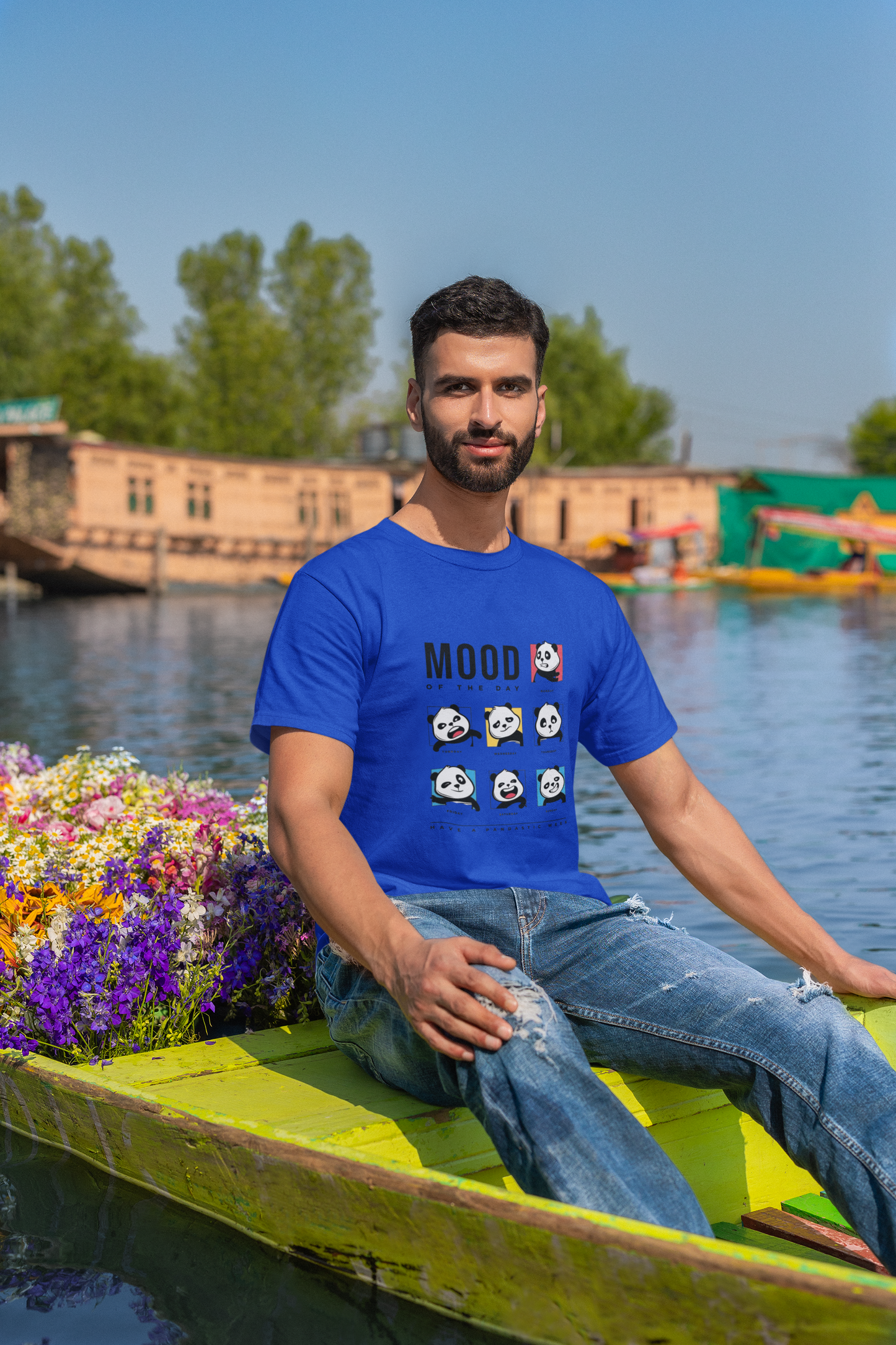 Men’s White “Mood of the Day” Panda Graphic T-Shirt – Fun & Casual
